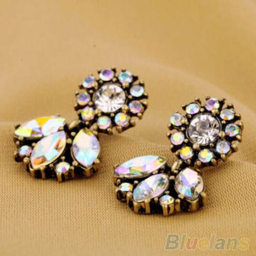 Fashion : Perhiasan Anting Tusuk Resin Juntaian Bunga Kristal Gaya Bohemia