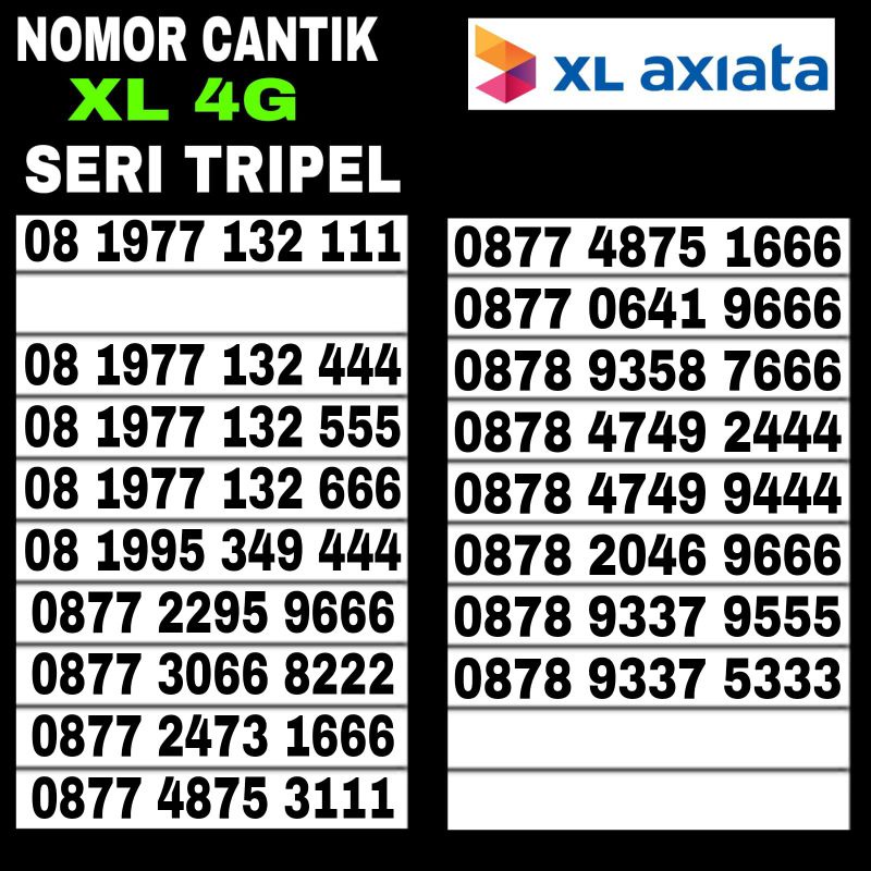 nomor cantik XL 4g lte seri ekor triple 04