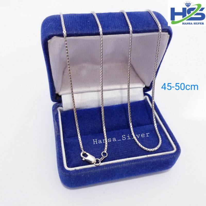 Kalung Perak Pria Wanita Silver Asli 925 Lapis Emas Putih Italy Santa 45 Dan 50 Cm - Perak Asli 925 Anti Karat