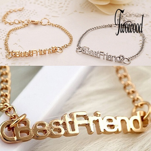 Gelang Rantai Desain Tulisan Best Friend Untuk Unisex
