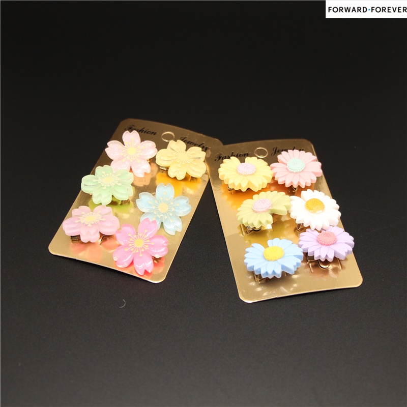 6pcs Bros Pin Kombinasi Bunga Daisy Cherry Blossom Bahan Plastik M70068