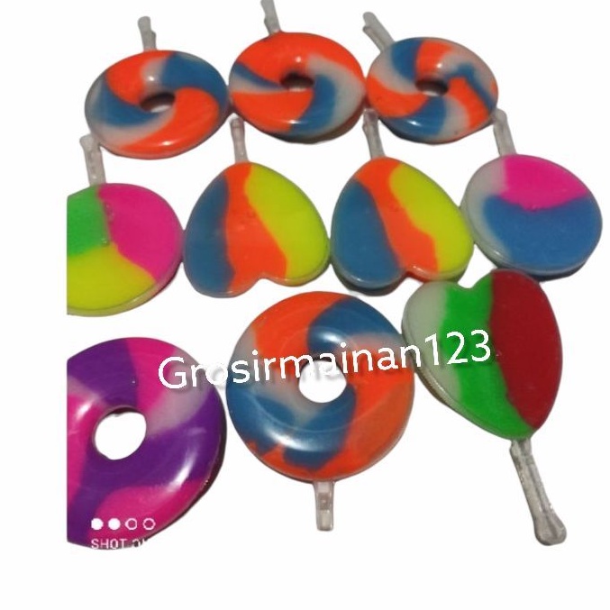 mainan slem pelangi /slem lolipop karakter isi 12 pcs