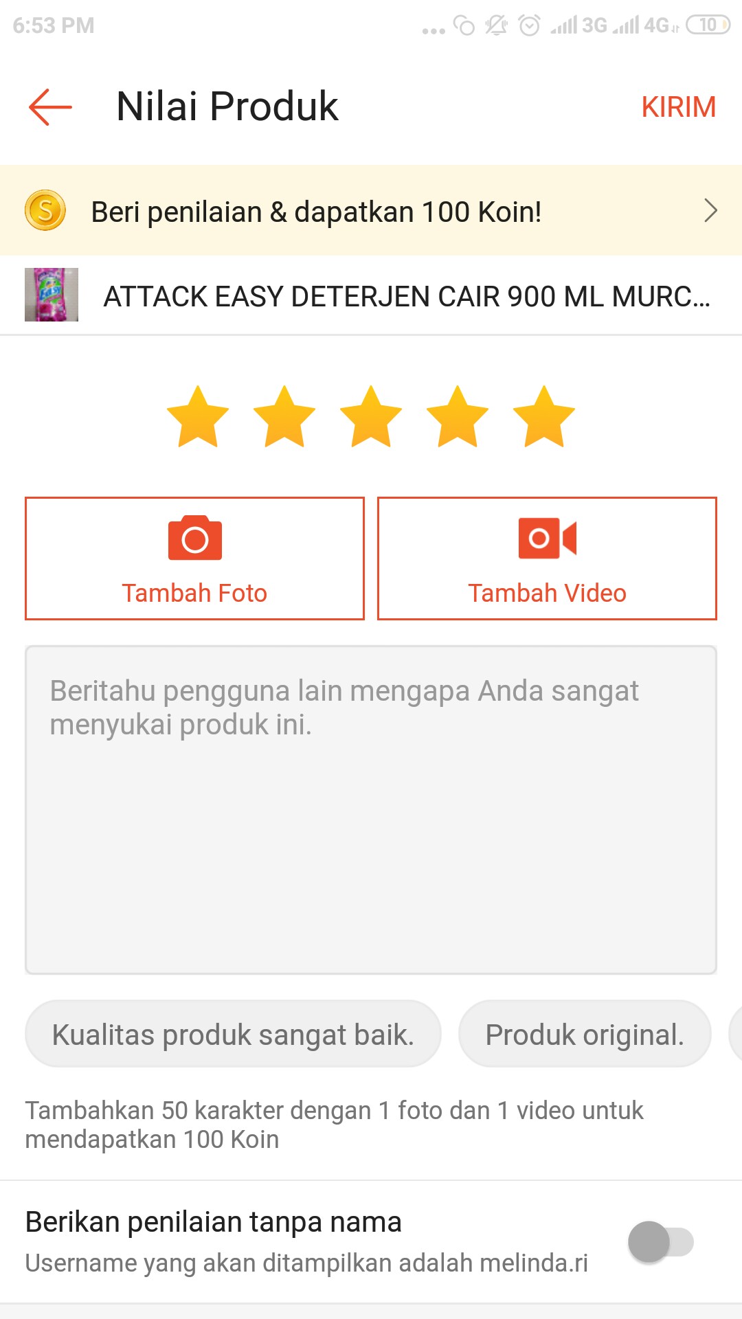 Attack Easy Deterjen Cair 900 Ml Murce Hanya 7 Hari