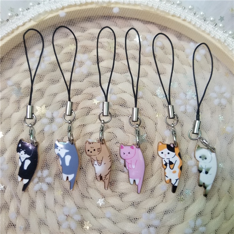 Tali Lanyard Motif Kucing Lucu Untuk Gantungan Kunci / Handphone