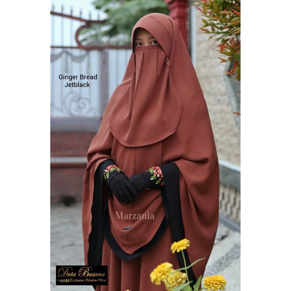 baju gamis syari remaja wanita kelelawar murah terbaru Set Marzania Senada Sulam Handmade Premium