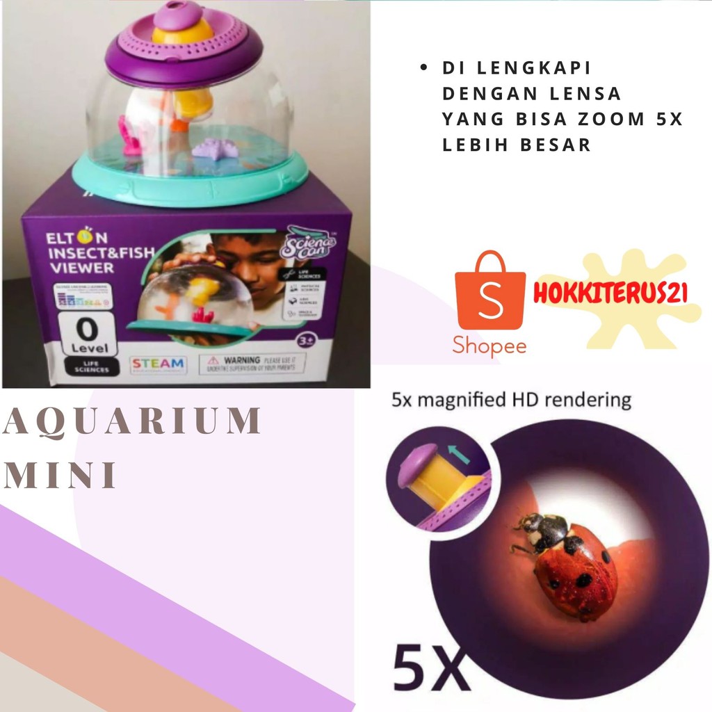 HOKKITERUS21 COD AQUARIUM MINI kandang hewan binatang serangga teropong