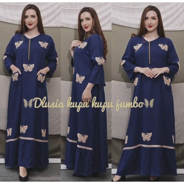 DASTER MAURA CAP | Gamis Wanita Jumbo Ld 110 Bahan Rayon Midi | daster kupu
