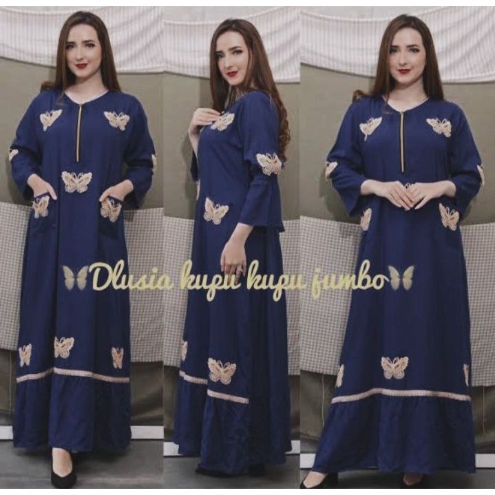 DASTER MAURA CAP | Gamis Wanita Jumbo Ld 110 Bahan Rayon Midi | daster kupu