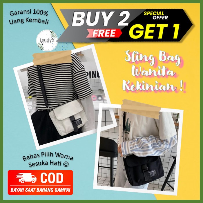 Sling Bag Wanita Perempuan Ukuran Sedang Fashion Tas Kekinian Tas Selempang Slempang Bertali Lucu