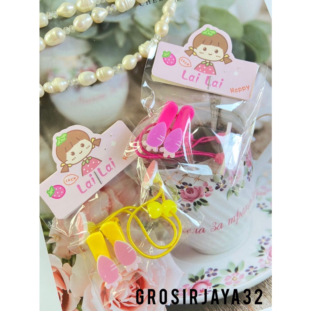 JEPIT RAMBUT ANAK LUCU IMPORT / JEPITAN AKSESORIS RAMBUT ANAK MURAH KARET RUBBER MODEL KARTUN 4 PCS / SET