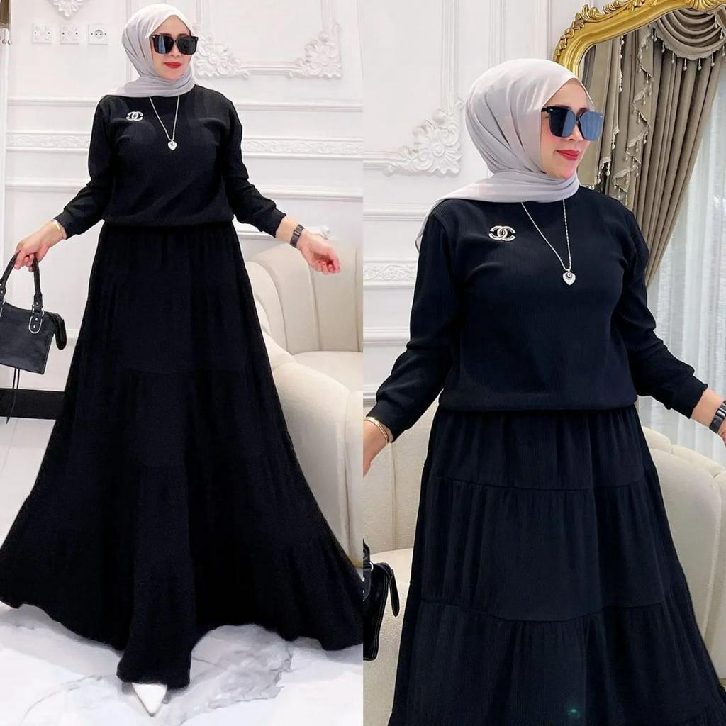 GAMIS WANITA TERBARU NABILA DRESS MC BAHAN CRINKLE AIRFLOW UKURAN M L XL XXL LD 100 - 120 CM WARNA BLACK , FANTA ,DENIM , MINT , MUSTARD GAMIS WANITA TERBARU 2023 KEKINIAN DRESS CRINKLE PREMIUM MAXY DRESS JUMBO PAKAIAN MUSLIM WANITA