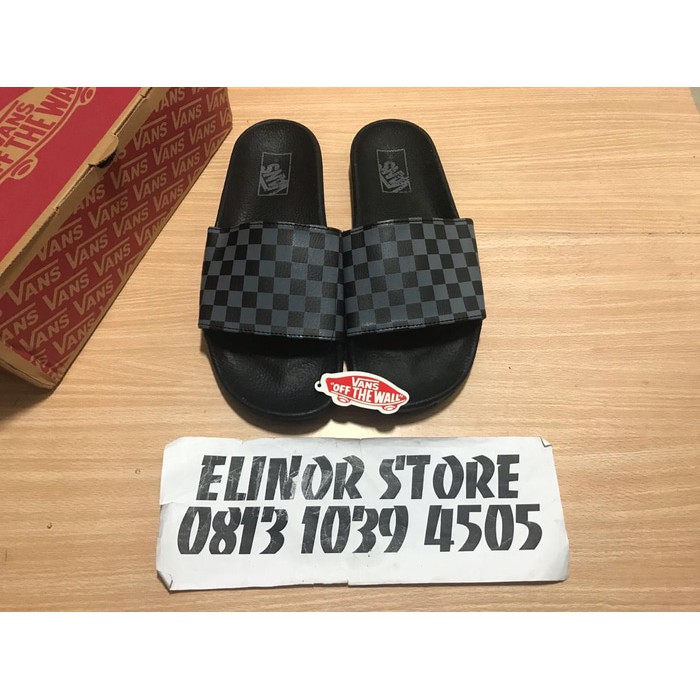 vans sandals checkerboard black grey