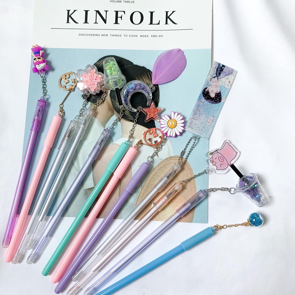 Pulpen Bulan sabit random 1 lusin isi 12 pulpen starbucks kado unik gift box hadiah kado pena pen bo-1