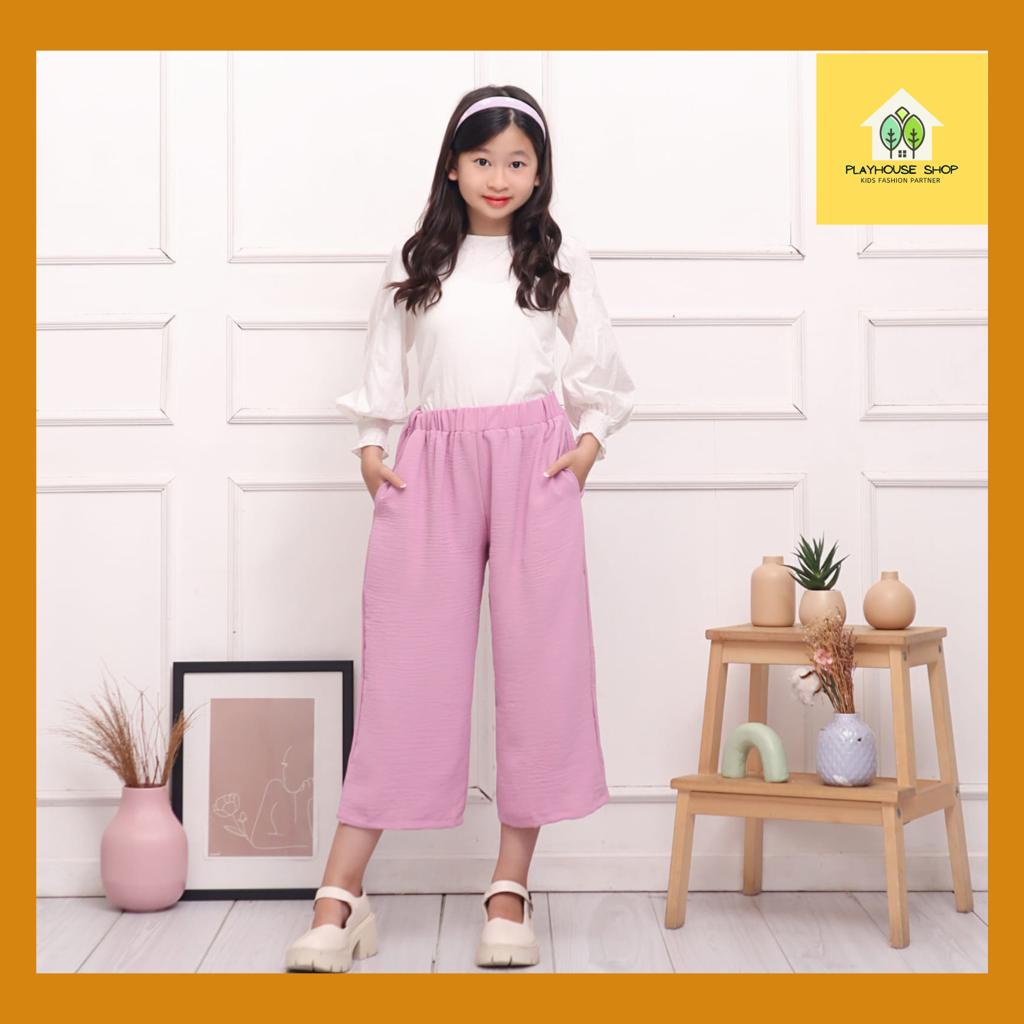 Celana Kulot Crinkle Airflow Import Anak Perempuan 7/8 umur 6-15 Tahun