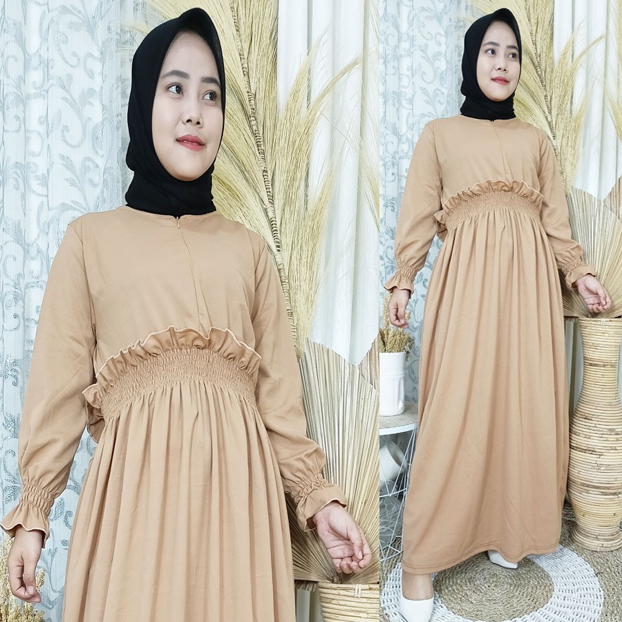 GAMIS RAYA LEIA PINGGANG KARET MAXY DRESS BUSUI WANITA GL FASHION