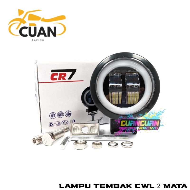 Lampu Tembak Sorot LED MT Star CWL 2 Mata Lensa 4D CREE Angel Eye Bulat Round MT Star