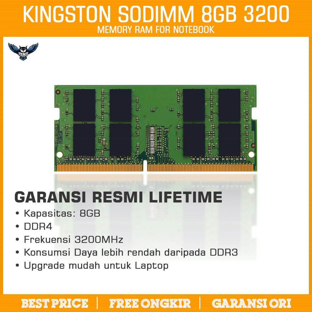 Ram Laptop Kingston Value 8GB DDR4 3200 SODIMM Garansi Resmi Memory Memori