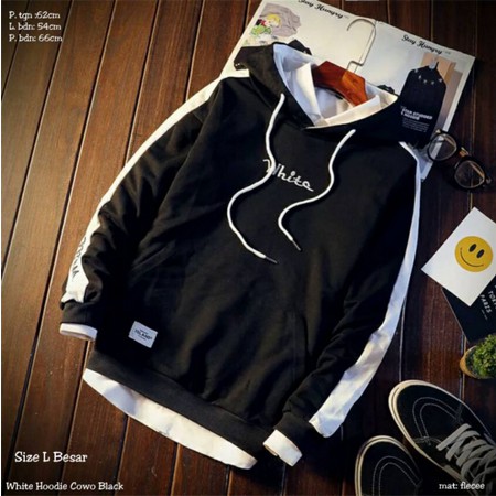 HOODIE OUTERWEAR PRIA WHITE SWEATER PRIA PUTIH MOCA HITAM