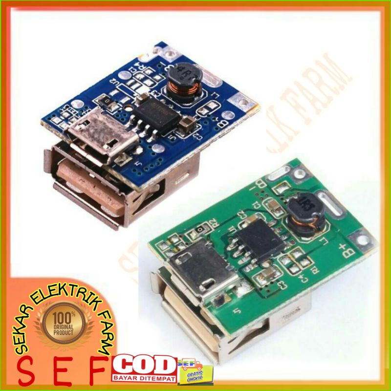 Modul Powerbank 2.1  dua sisi Slot Multi Charger + Step Up + Protection 5V 1A Cas