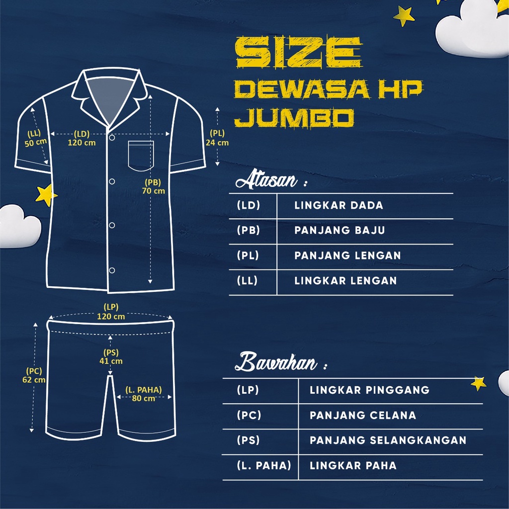 Monalisa Piyama Wanita HP Jumbo ( Dewasa Size XXL ) Motif Karakter