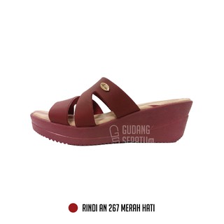  Sandal  Wedges Wanita Cewek Rindi AN 267 KAMEL MERAH  HATI 