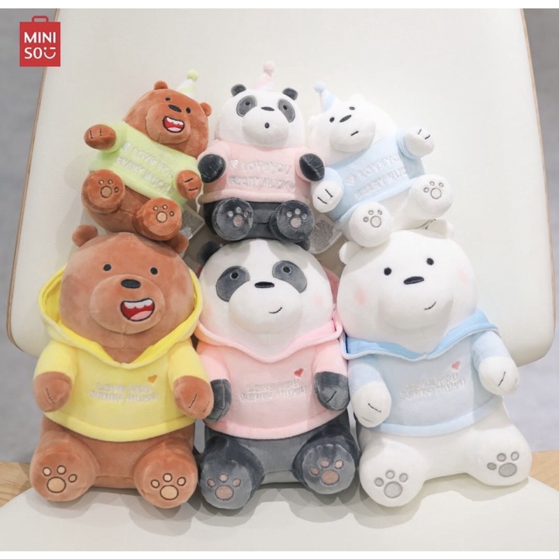 Jual Boneka Miniso Lovely Sitting Plush Toy Miniso We Bare Bears Grizzly Panda Icebear 30cm 