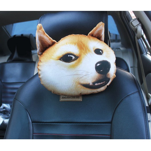 Bantal Kepala Jok Mobil Anjing Doggy Husky Corgie Kucing Kitty Lucu