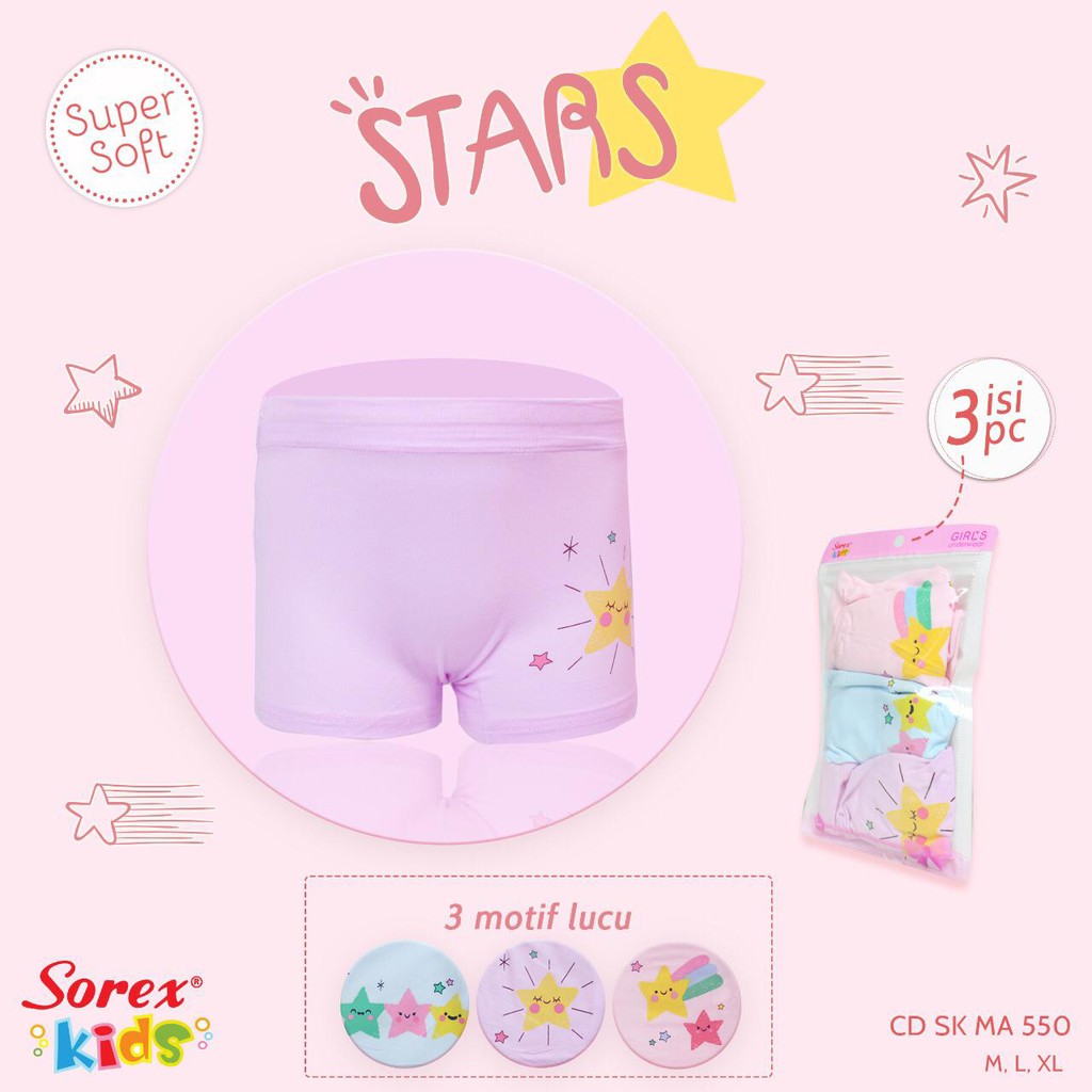 CELANA DALAM BOXER ANAK PEREMPUAN SOREX MA550 ; MA 501 ; MA 552 ; MA570 ; MA571 ; MA 502 unicorn cat kucing