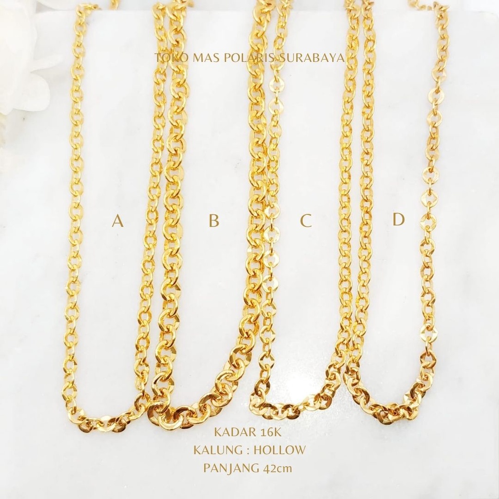 Kalung Hollow Rantai Perhiasan Emas Kuning kadar 700 16K 17K KL700|04070|42 KL5A