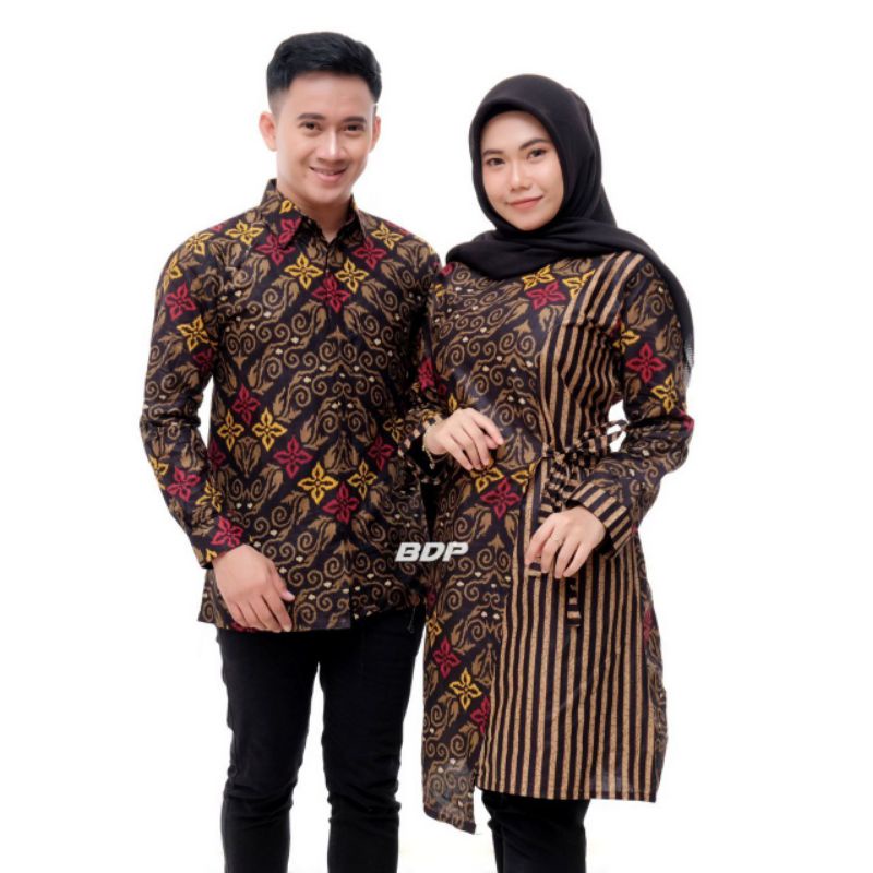 Jual COUPLE BATIK MODERN KEMEJA BATIK LENGAN PANJANG DRESS BATIK ...