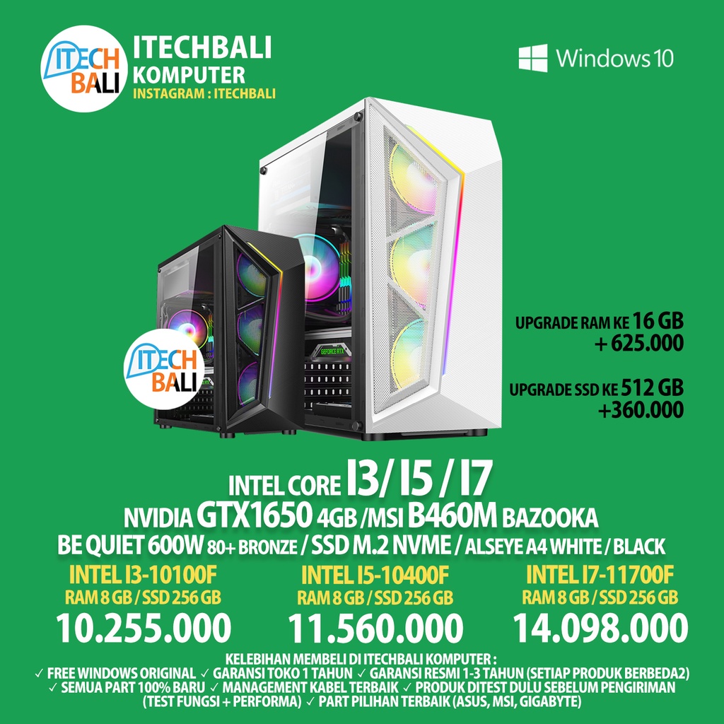 PC GAMING FULL SET MURAH LENGKAP + MONITOR | ITECHBALI