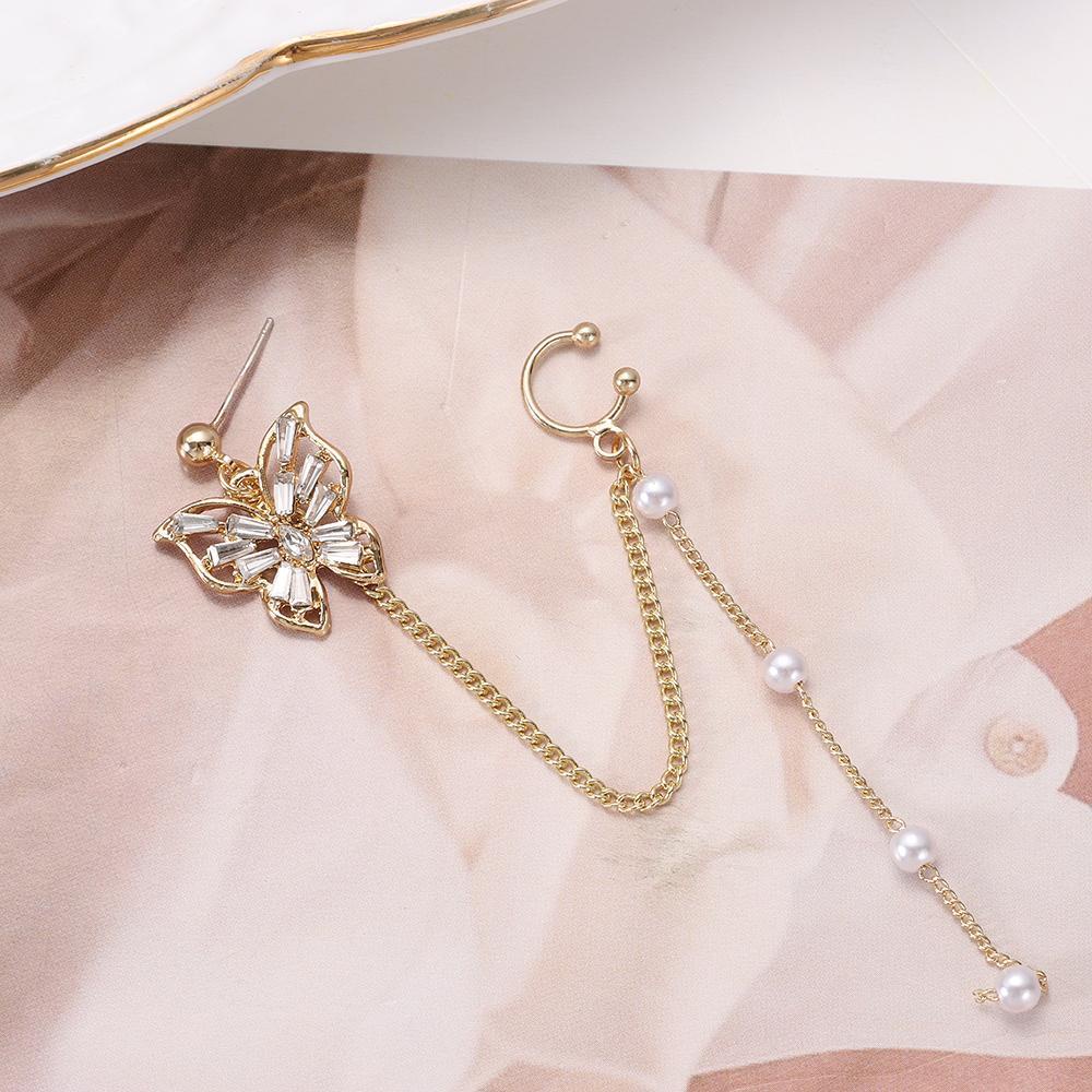 Lily Butterfly Klip Anting Fashion Hadiah Perhiasan Alloy Menjuntai Earrings