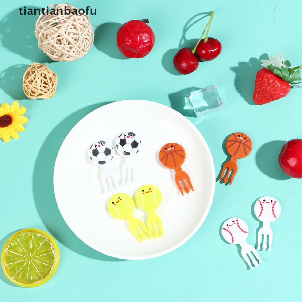 [tiantianbaofu] 8Pcs Mini Football Sport Fruit Fork Cartoon Snack Cake Dessert Food Toothpick Boutique