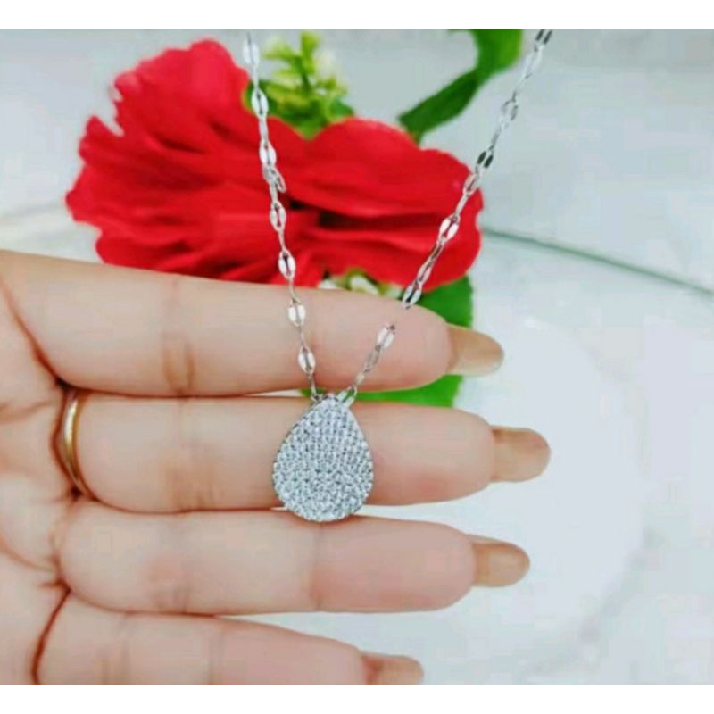 kalung titanium / kalung pecah kopi liontin full zircon