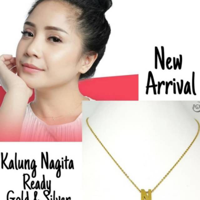 Kalung Nagita Titanium Huruf A-Z  Aksesoris inisial nama  T306
