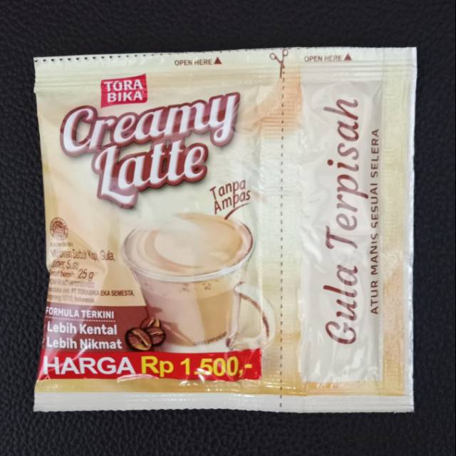 

Kopi TORA BIKA Creamy Latte Kopi Tanpa Ampas Gula Terpisah Sachet 25gr