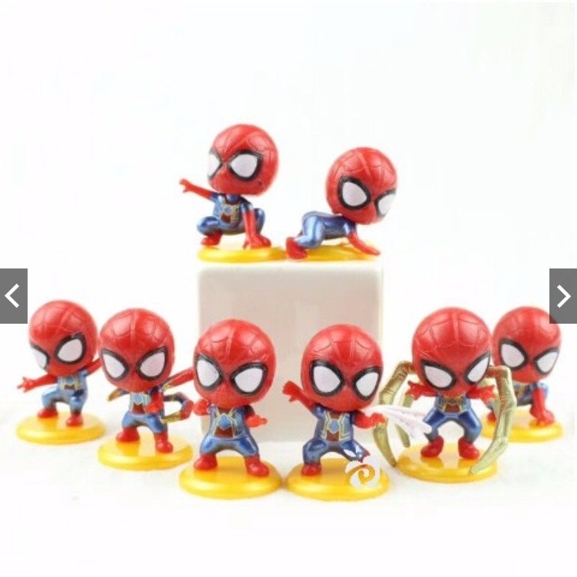  SPIDERMAN  CHIBI FIGURE SET 8 MAINAN  PAJANGAN MINIATUR 