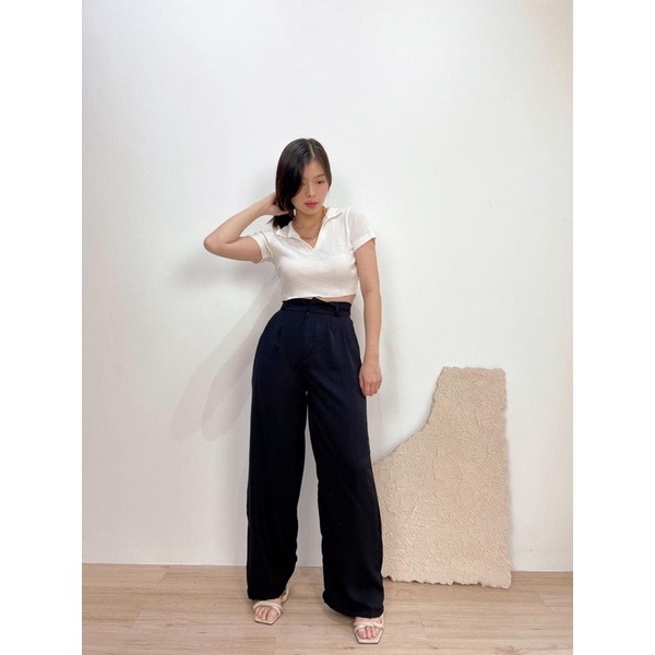 lookatmeofficial • Clara Cullote - Celana Kulot Highwaist Polyester Loose Pants