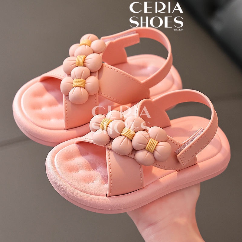 PVC Sandal Tali Jelly Anak Perempuan Rubber Jelly Empuk Elastis Motif Bunga Bahan Karet Tebal Non-Slip Anti Kaki Lecet Super Soft 1638