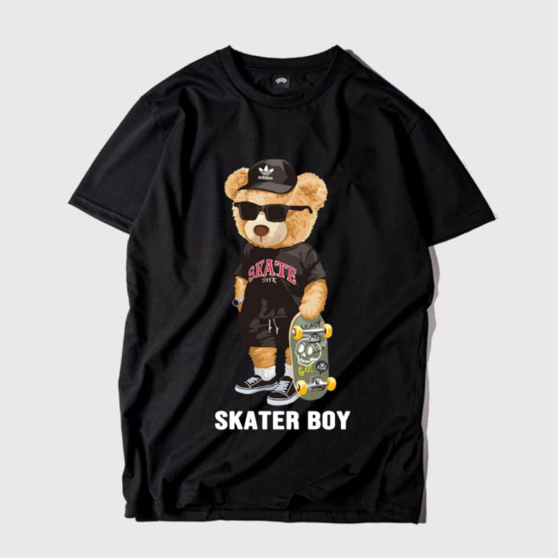 Kaos Adidas Teddy Bear Pria Skater Boy Hitam