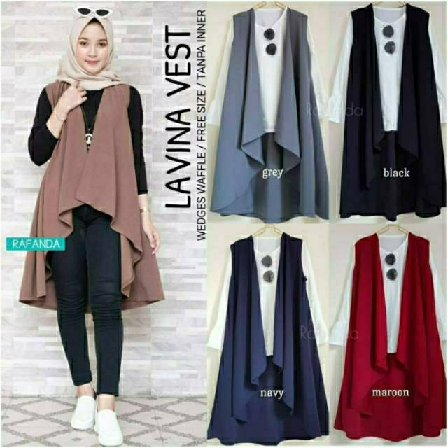 Lavina Vest, VEST/KARDIGAN WANITA SUPER CANTIK MODIS FIT XXL LD 100-114 BAHAN WEDGES WAFFLE TERMURAH TERLARIS OOTD