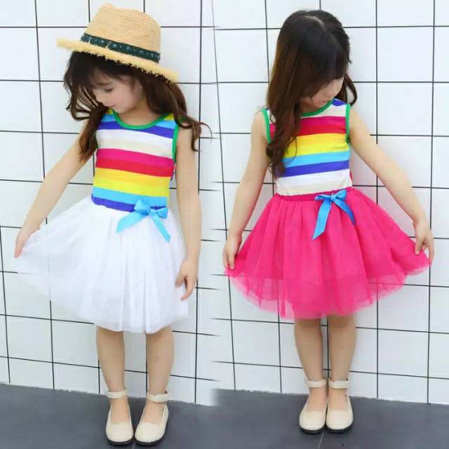 dress anak pelangi baju anak Korean style