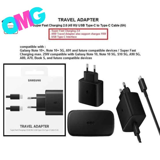 ( 25 - 45 W ) Travel Adapter Cable Data USB C To Type C Samsung Galaxy Note 20 20 Ultra 10 10+ 8 9 S22 S21 S20 S8 S9 S10 Plus Ultra A53 A52 A73 A72 A33 A32 M53 M52 M62 M51 M33 M32 TC Travel Charger Adaptor Super Fast Charging 25W 45W Watt 5V 5 Volt ORI FE