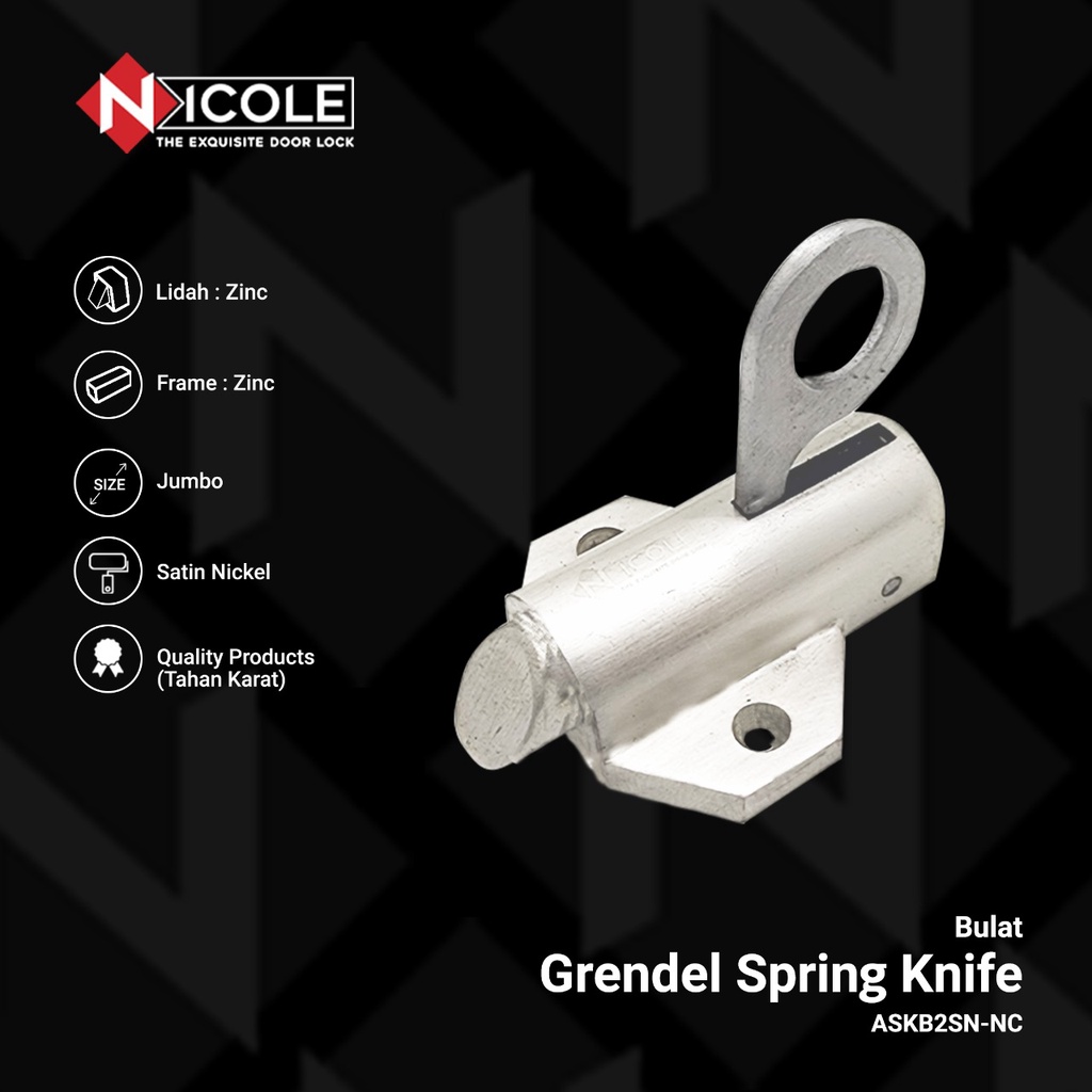 Grendel Spring Knife Bulat / Kunci Jendela Nicole Jumbo