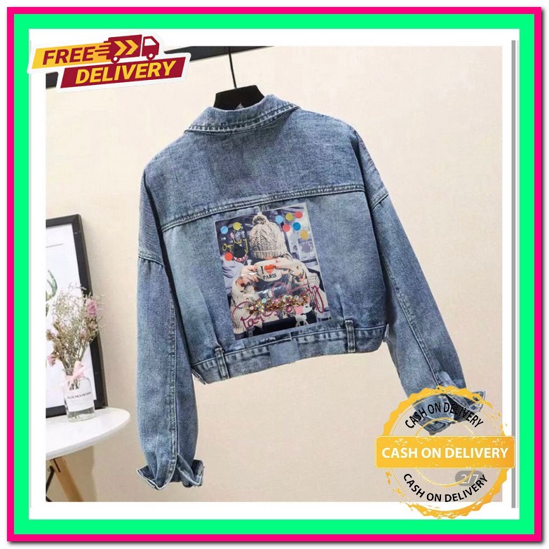 Jaket Jeans Wanita Crop Oversize Jaket Jeans Wanita Jumbo Korea Jaket Jeans Wanita Murah Jaket Levis