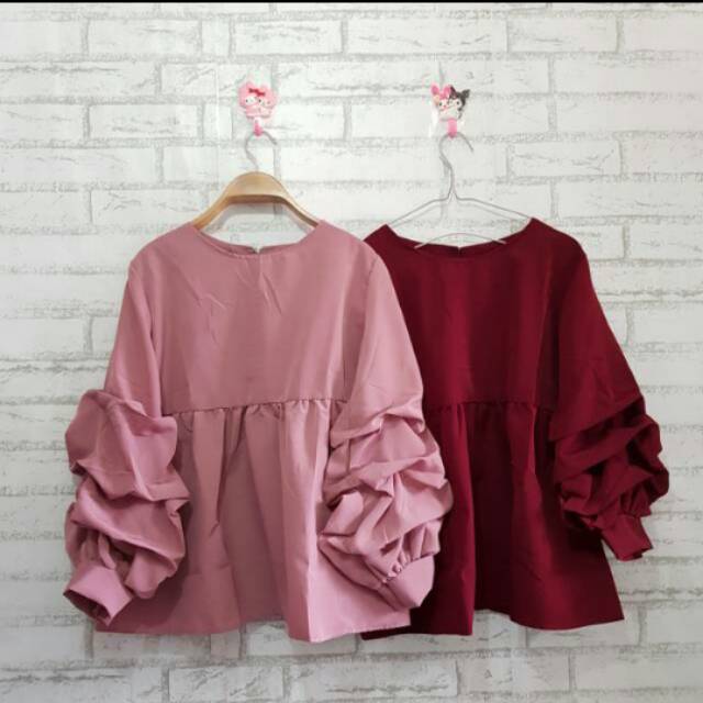 Blouse Polos lengan balon