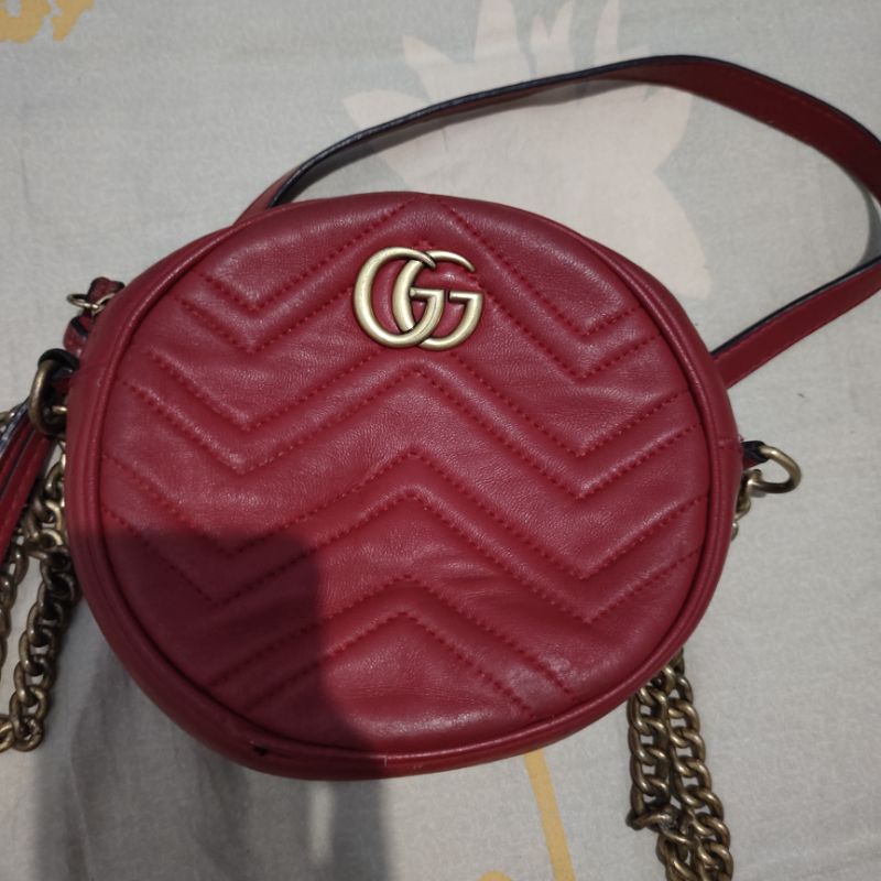 preloved sling bag gucci merah dijual apaadanya