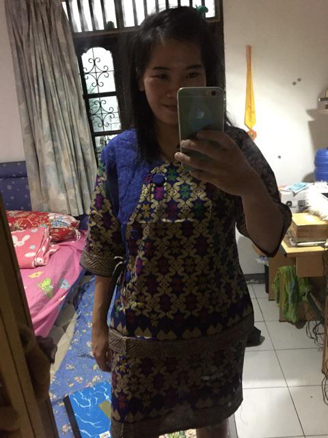 Qnunbatik Sarimbit/couple Batik Rok N Blus Thalita Prodo Biru