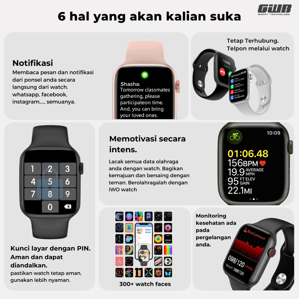 BERGARANSI✅ IWO X PRO PRO  WIRELESS  CHARGER (BISA TELEPON DAN ANGKAT TELEPON) [FREE STRAP]