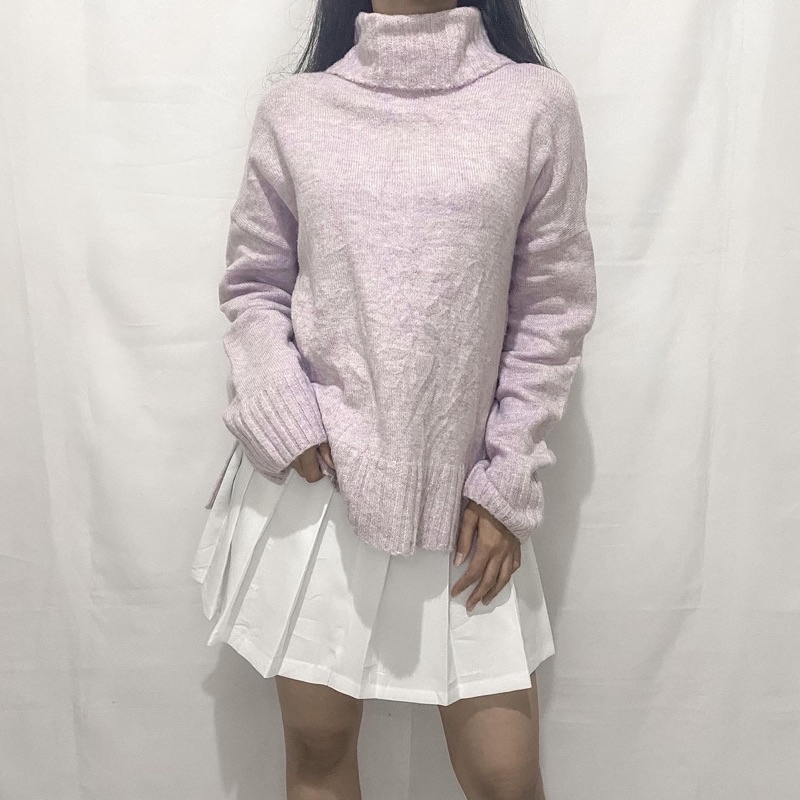 8Seconds Turtleneck Soft Purple (Tebal) // Pakaian Wanita Termurah